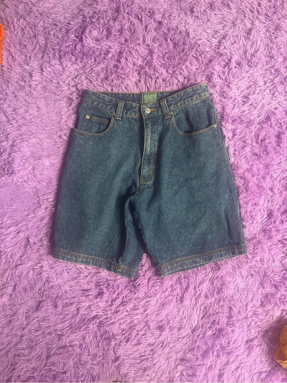 Vintage Long Denim shorts Classic Men's Denim Shorts in Dark Blue